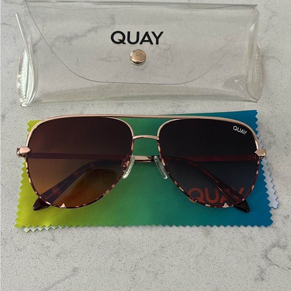 Quay  Sunglasses with Tortoise and Gold Accents HIGH KEY MINI